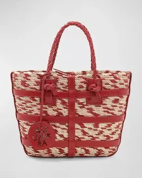 Миниатюрная соломенная большая сумка Watermill Altuzarra, цвет Red Pinto