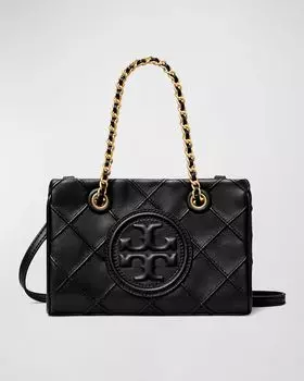 Миниатюрная стеганая сумка-тоут Fleming с цепочкой Tory Burch, цвет Black