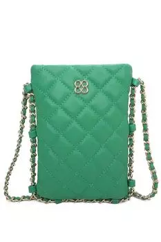 Миниатюрная стеганая вертикальная сумка через плечо из искусственной кожи с ромбовидным узором Clover Fontanella Fashion, зеленый