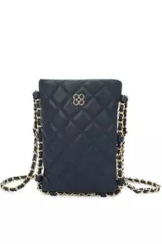 Миниатюрная стеганая вертикальная сумка через плечо из искусственной кожи с ромбовидным узором Clover Fontanella Fashion, синий