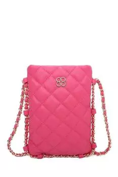 Миниатюрная стеганая вертикальная сумка через плечо из искусственной кожи с ромбовидным узором Clover Fontanella Fashion, розовый