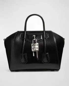 Миниатюрная сумка Antigona Lock с верхней ручкой в кожаной коробке Givenchy, цвет Black