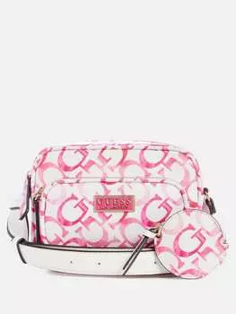 Миниатюрная сумка через плечо Aviel с двойной молнией Guess Factory, цвет Watermelon