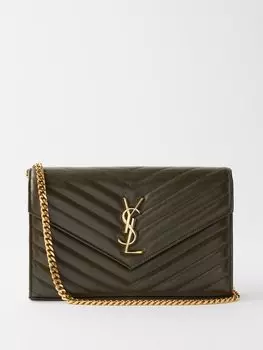 Миниатюрная сумка через плечо cassandre из кожи матлассе Saint Laurent, серый