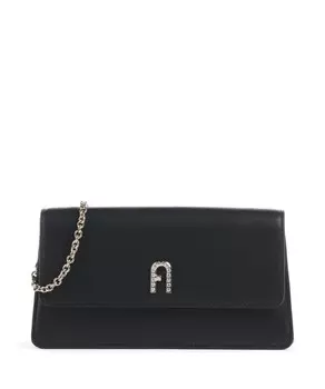 Миниатюрная сумка через плечо diamante из мелкозернистой кожи Furla, черный