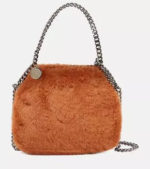 Миниатюрная сумка через плечо falabella из искусственного меха Stella Mccartney, бежевый