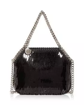 Миниатюрная сумка через плечо Falabella с пайетками Stella McCartney, цвет Black