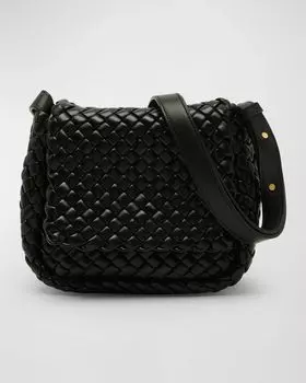 Миниатюрная сумка через плечо из булыжника Bottega Veneta, цвет Black-Gold