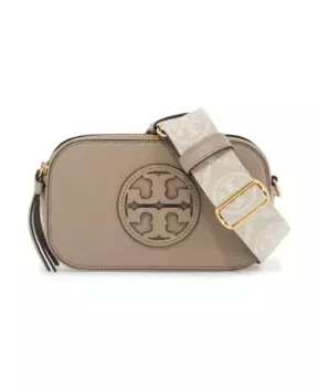 Миниатюрная сумка через плечо из фактурной кожи Tory Burch, серый