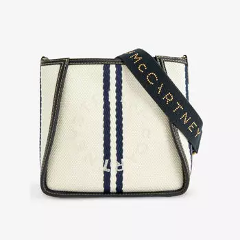 Миниатюрная сумка через плечо из холщовой ткани circle Stella Mccartney, черный