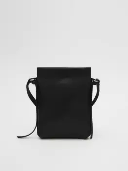 Миниатюрная сумка через плечо из кожи наппа Massimo Dutti, черный