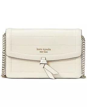 Миниатюрная сумка через плечо Knott из кожи с тиснением под крокодила и клапаном kate spade new york, белый