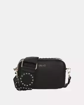 Миниатюрная сумка через плечо Liujo с тканевой ручкой, украшенной логотипом, черный