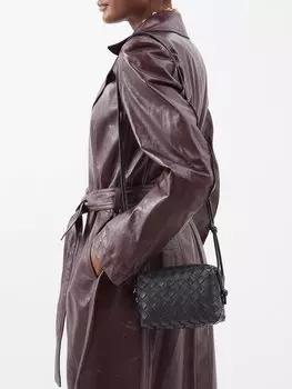 Миниатюрная сумка через плечо loop из кожи intrecciato Bottega Veneta, черный