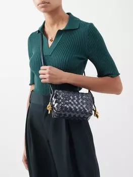 Миниатюрная сумка через плечо loop из кожи intrecciato Bottega Veneta, синий