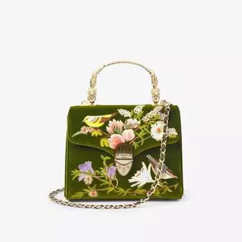 Миниатюрная сумка через плечо mayfair из бархата и кожи Aspinal Of London, зеленый