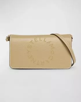 Миниатюрная сумка через плечо с заклепками и логотипом Stella McCartney, цвет Fog