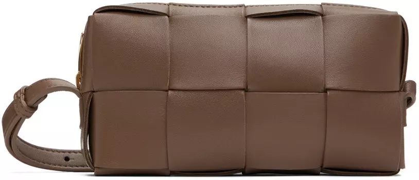 Миниатюрная сумка через плечо Taupe Cassette Bottega Veneta