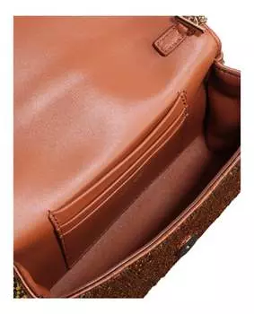 Миниатюрная сумка через плечо Virtus с кристаллами Versace, цвет Caramel