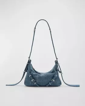 Миниатюрная сумка через плечо Voyou из стираного денима Givenchy, цвет Medium Blue