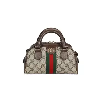 Миниатюрная сумка Gucci Ophidia GG с ручкой сверху, Beige/Ebony Supreme