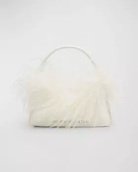 Миниатюрная сумка-хобо Dusty с перьями Sophia Webster, цвет Ivory