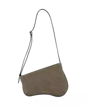 Миниатюрная сумка хобо из разноцветного денима Manu Atelier, серый