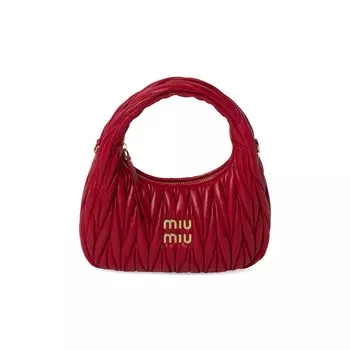 Миниатюрная сумка-хобо Miu Miu Rosso