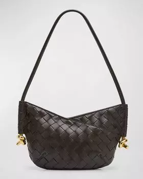 Миниатюрная сумка-хобо Solstice Bottega Veneta, цвет Fondant
