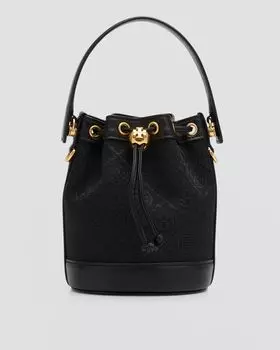 Миниатюрная сумка-мешок из плотной ткани с монограммой T Tory Burch, цвет Black