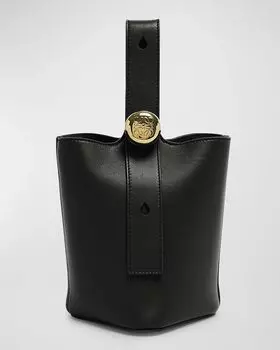 Миниатюрная сумка-мешок из шагреневой кожи Loewe, цвет Black