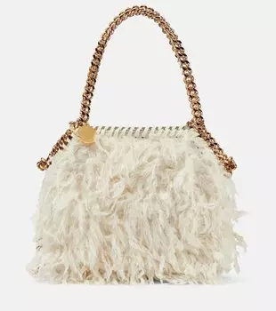 Миниатюрная сумка на плечо falabella из искусственного пера Stella Mccartney, белый
