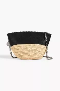 Миниатюрная сумка на плечо Falabella из искусственной матовой кожи и искусственной рафии STELLA MCCARTNEY, черный