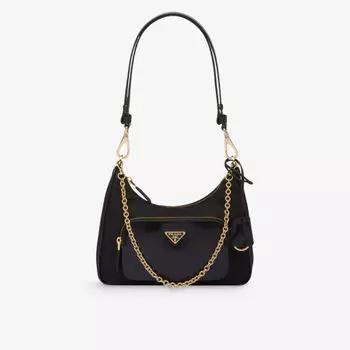 Миниатюрная сумка на плечо Re-Nylon из переработанного нейлона и кожи Prada, черный