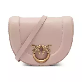 Миниатюрная сумка на плечо Round Click из мягкой телячьей кожи Pinko, розовый