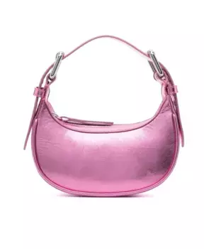 Миниатюрная сумка на плечо Soho из кожи ягненка с эффектом металлик By Far, розовый