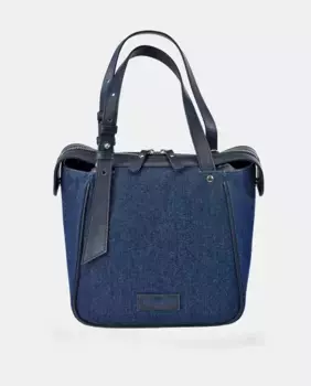 Миниатюрная сумка-шоппер El Caballo из синей кожи и холста Guy Laroche, мультиколор