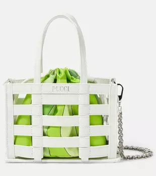 Миниатюрная сумка-тоут cage из кожи и шелка Pucci, мультиколор
