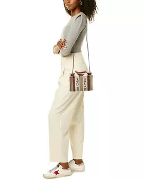 Миниатюрная сумка-тоут Chloe Woody из ткани и кожи Chlo, белый