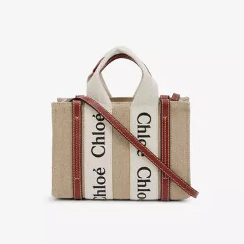 Миниатюрная сумка-тоут woody из хлопковой парусины Chlo, белый