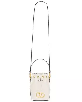 Миниатюрная сумка-ведро с логотипом V Valentino Garavani, цвет Ivory