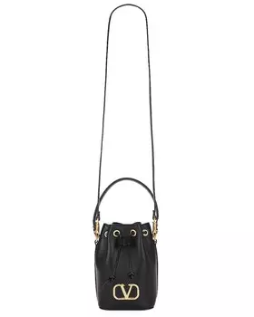 Миниатюрная сумка-ведро с логотипом V Valentino Garavani, цвет Nero