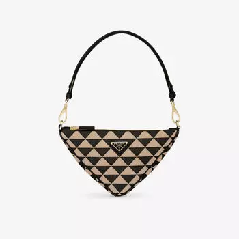 Миниатюрная треугольная жаккардовая сумка Prada, черный