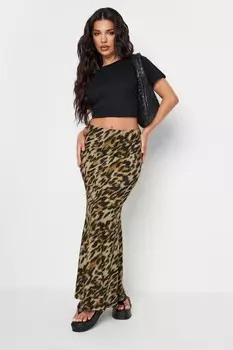 Миниатюрная юбка макси с леопардовым принтом Pixiegirl Petite, коричневый