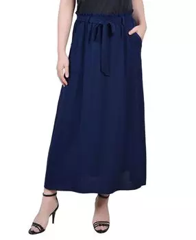 Миниатюрная юбка трапециевидной формы с поясом до щиколотки NY Collection, синий
