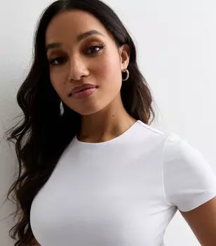 Миниатюрное белое боди из эластичного хлопка с короткими рукавами New Look, белый