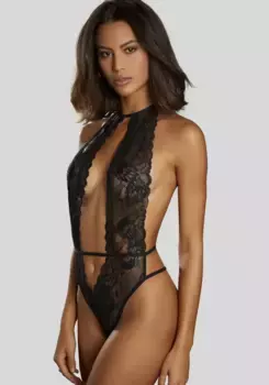Миниатюрное боди с золотыми нитками, с модным вырезом на шее, сексуальное нижнее белье, нижнее белье Petite Fleur Gold, черный