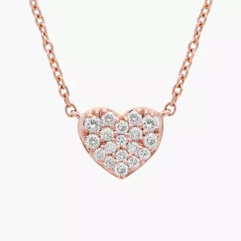 Миниатюрное бриллиантовое колье в форме сердца из розового золота 14 карат (1/10 карата). Blue Nile