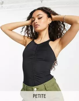 Миниатюрное черное боди Miss Selfridge в стиле 90-х с рюшами