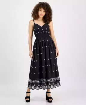 Миниатюрное черное макси-платье без рукавов с V-образным вырезом и ажурной отделкой Tinsel, черный